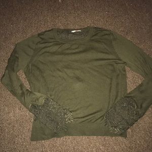 H&M Dark Green Sweater with Lace Detail
